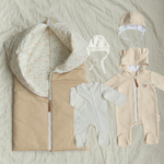 Комплект на выписку Зайчата и птички (бежевый)/Бежевый (5 предметов)