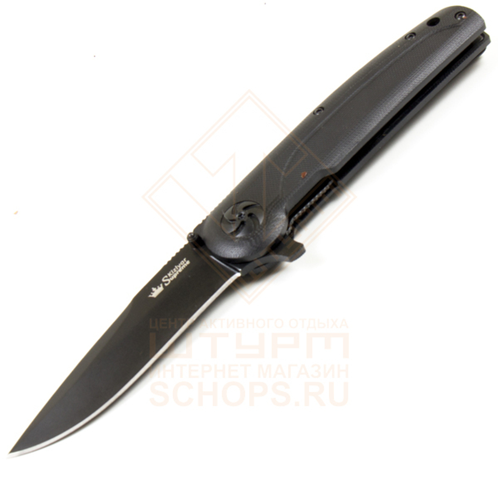 Нож складной Kizlyar Supreme Biker-Z D2 G10, Black/Tacwash