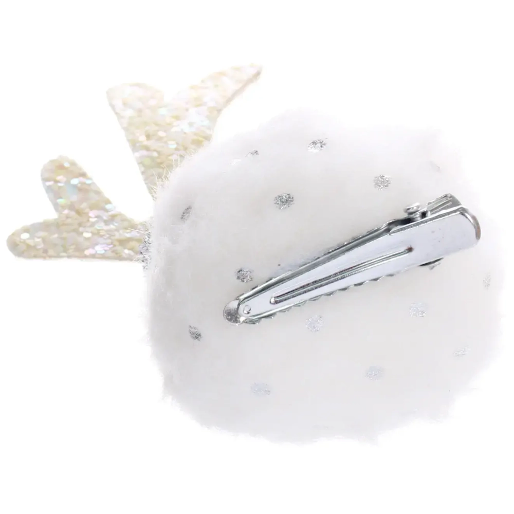 Зажим карнавальный для волос 2шт. «Бантик - Рожки олененка» 8 см, Белый