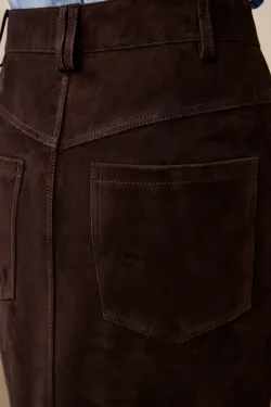 Юбка макси из замши (Brownie), шоколадная