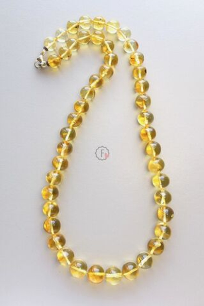 Бусы из лимонного янтаря форма мятый шар