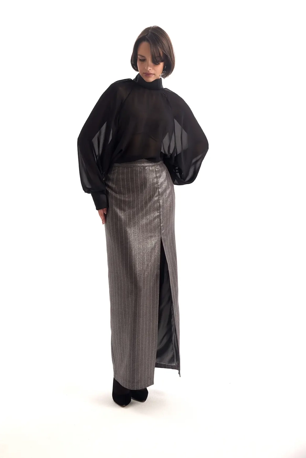 Юбка макси в полоску блестящая KISLOVA