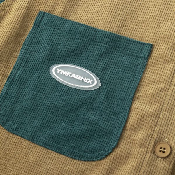 Рубашка Velvet Button Det зеленая / песочная - фото 8