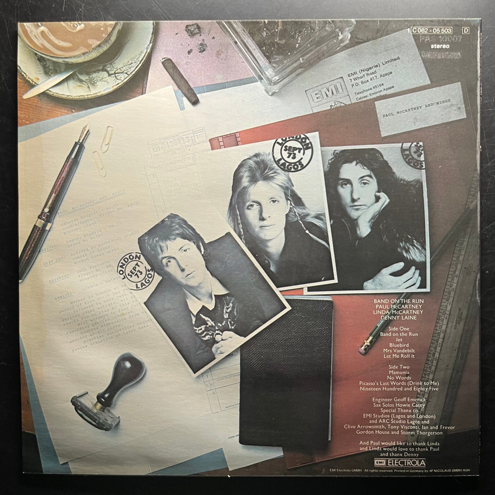 Paul McCartney & Wings ‎– Band On The Run (Германия 1973г.)