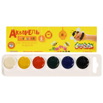 Акварель медовая 6 цветов, без кисти, пластик (Каляка-Маляка)