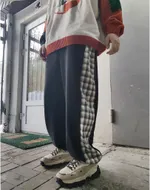 Брюки БИЧ с клетчатой вставкой Черные