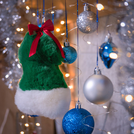 Новогодний набор: рукавичка, носочек, ёлочка (красно-зеленый)