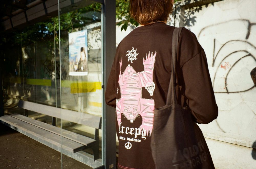 Лонгслив Creepy Clothing Технокошка черный