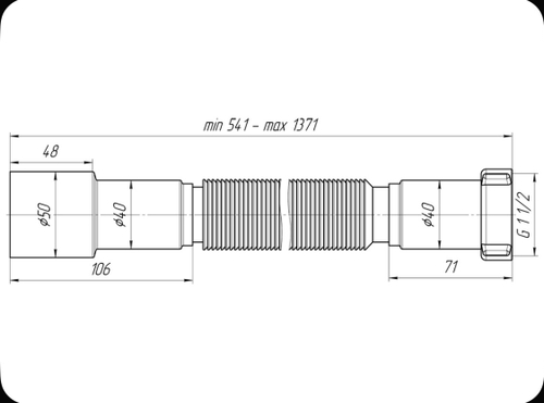 Гофра K116 с гайкой удлин. 1 1/2"х40/50 (АниПласт)