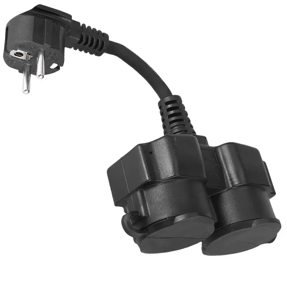 Удлинительный кабель Schuko IP44 с 2 розетками 22 см