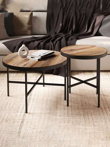 Стол журнальный МеталлАрт М011 коричневый дуб/черный большой