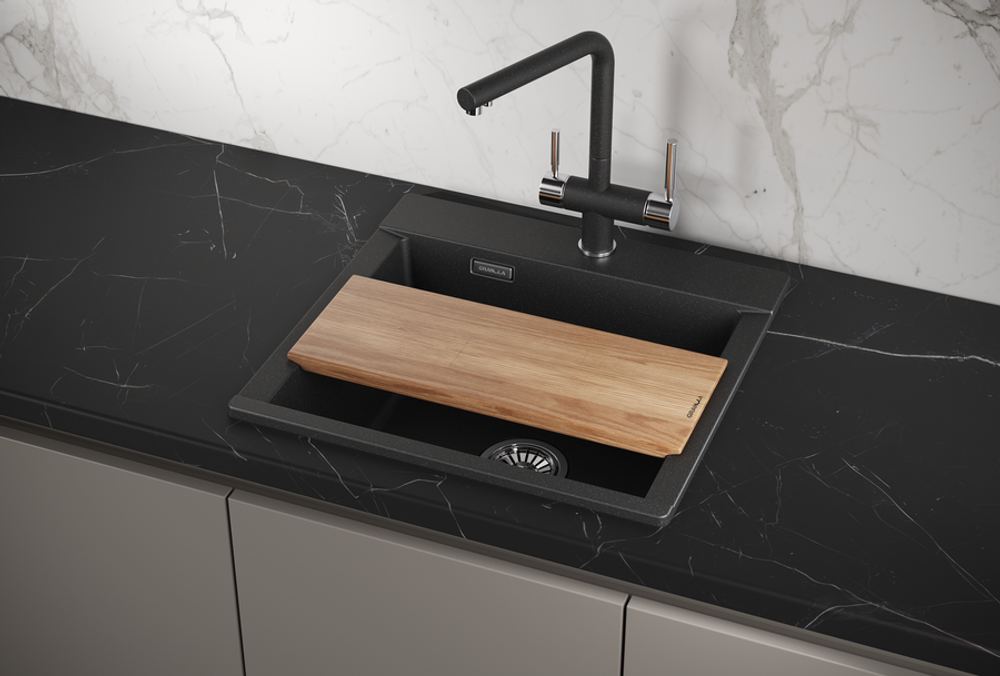 Granula ES-5201, ЧЁРНЫЙ, кухонная мойка, кварц, ESTETICA