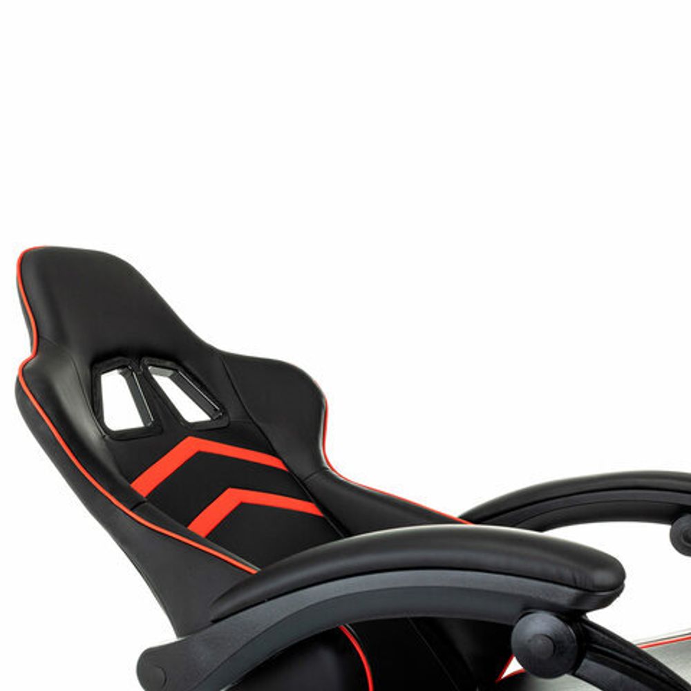 Кресло компьютерное BRABIX "Shooter GM-123", 2 подушки, экокожа, черное/красное, 533190