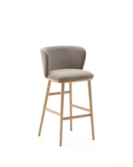 Барный стул Ciselia, коричневый шенилл, каркас из массива ясеня