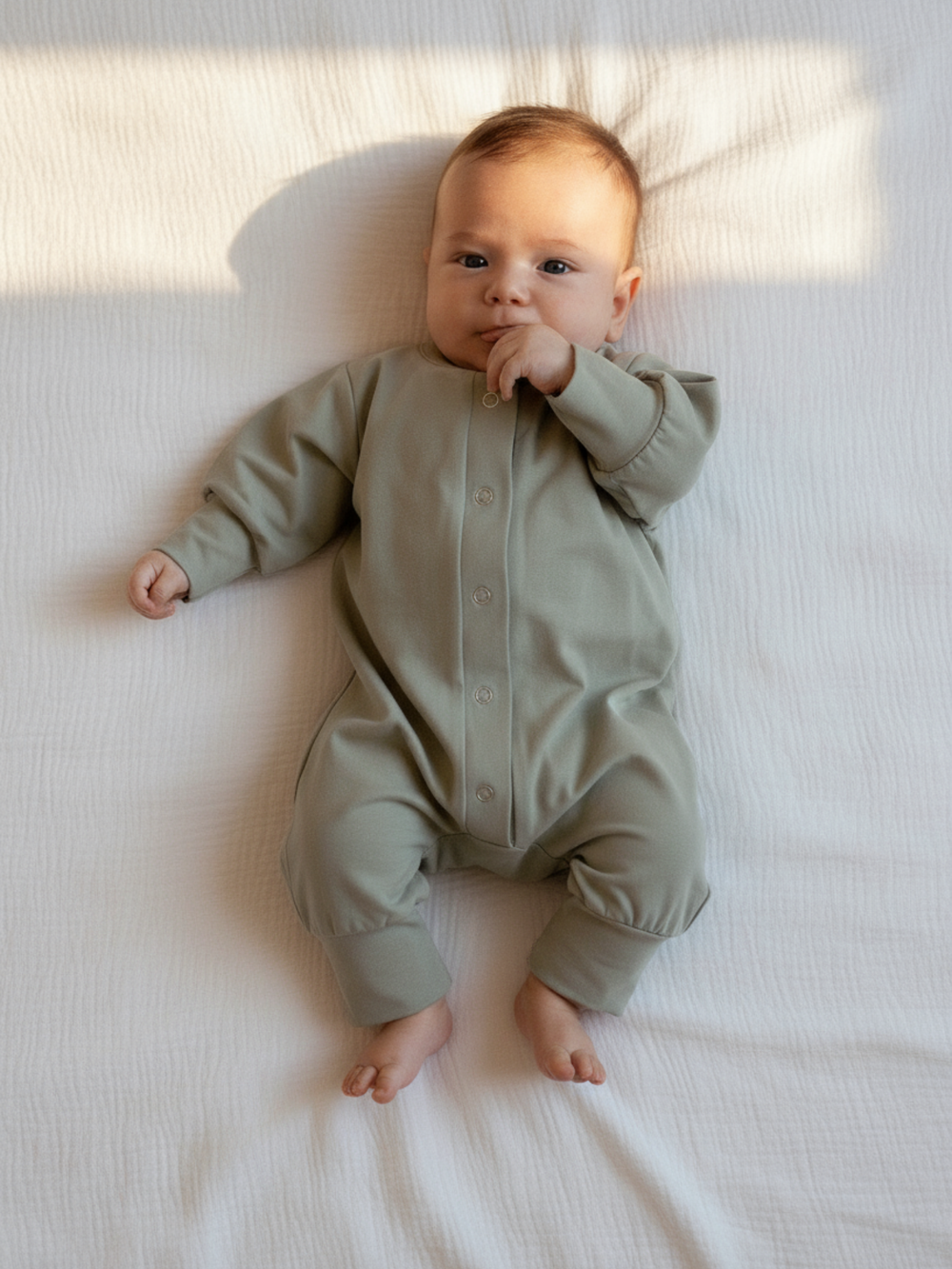Комбинезон для новорожденного оливковый