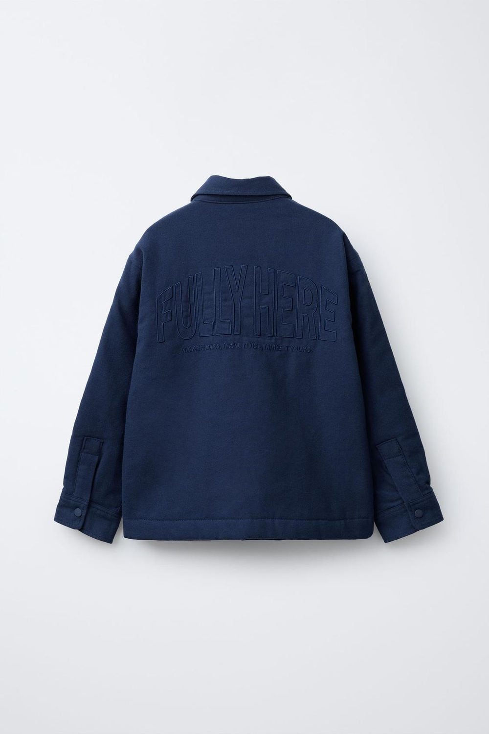 ZARA СТЕГАНАЯ КУРТКА-РУБАШКА С НАШИВКОЙ, МОРСКОЙ СИНИЙ