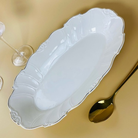 Lenardi 109-245 Овальное блюдо 36х21,5х5см КРОКУС ЗОЛОТО в под.уп.(х6)Фарфор