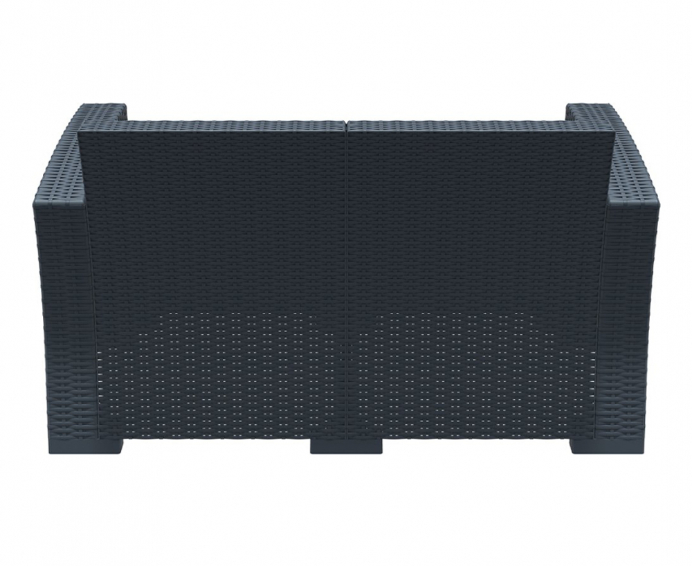 Диван пластиковый плетеный двухместный с подушками Siesta Contract Monaco Lounge, антрацит