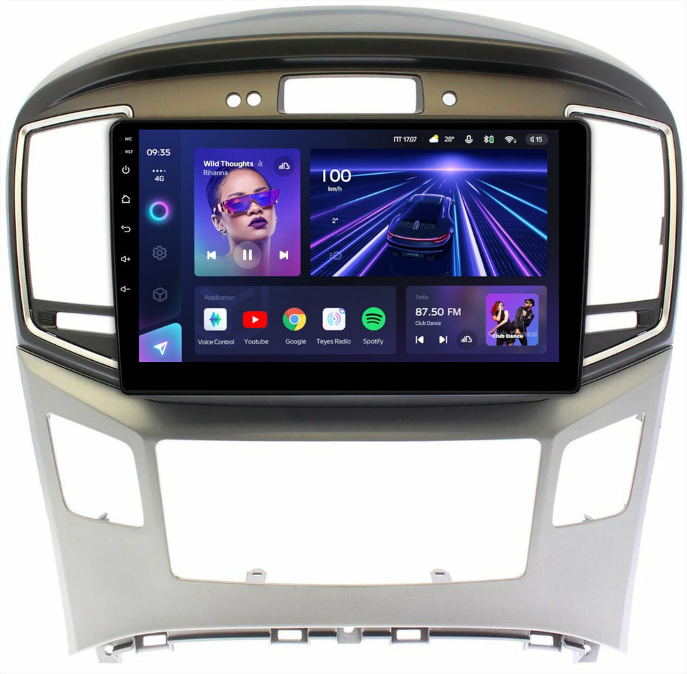 Магнитола для Hyundai H1, Grand Starex 2015-2022 (ШГУ монохром, авто с часами) - Teyes CC3L монитор 9" IPS на Android 10, 8-ядер, CarPlay, 4G SIM-слот