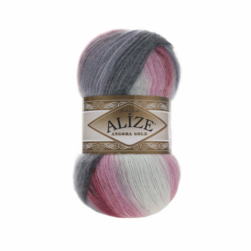 Пряжа ALIZE &quot;Angora Gold Batik&quot; 1602 розовый/белый/серый