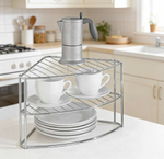 Подставка для тарелок 2-х ярусная угловая, хром, ПДТ-2У