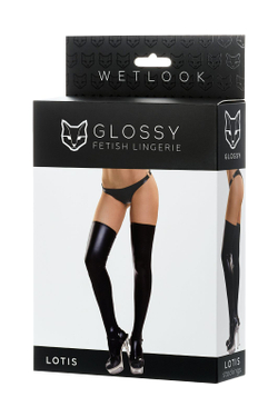 Glossy LOTIS - Чулки из материала Wetlook, черный, XL