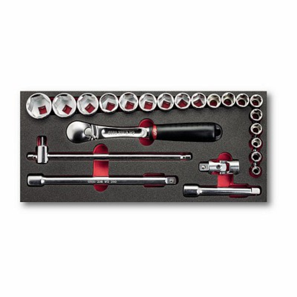 519 M 613CEB Набор головок и принадлежностей 1/2" на ложементе, 23 предмета, USAG (Италия)