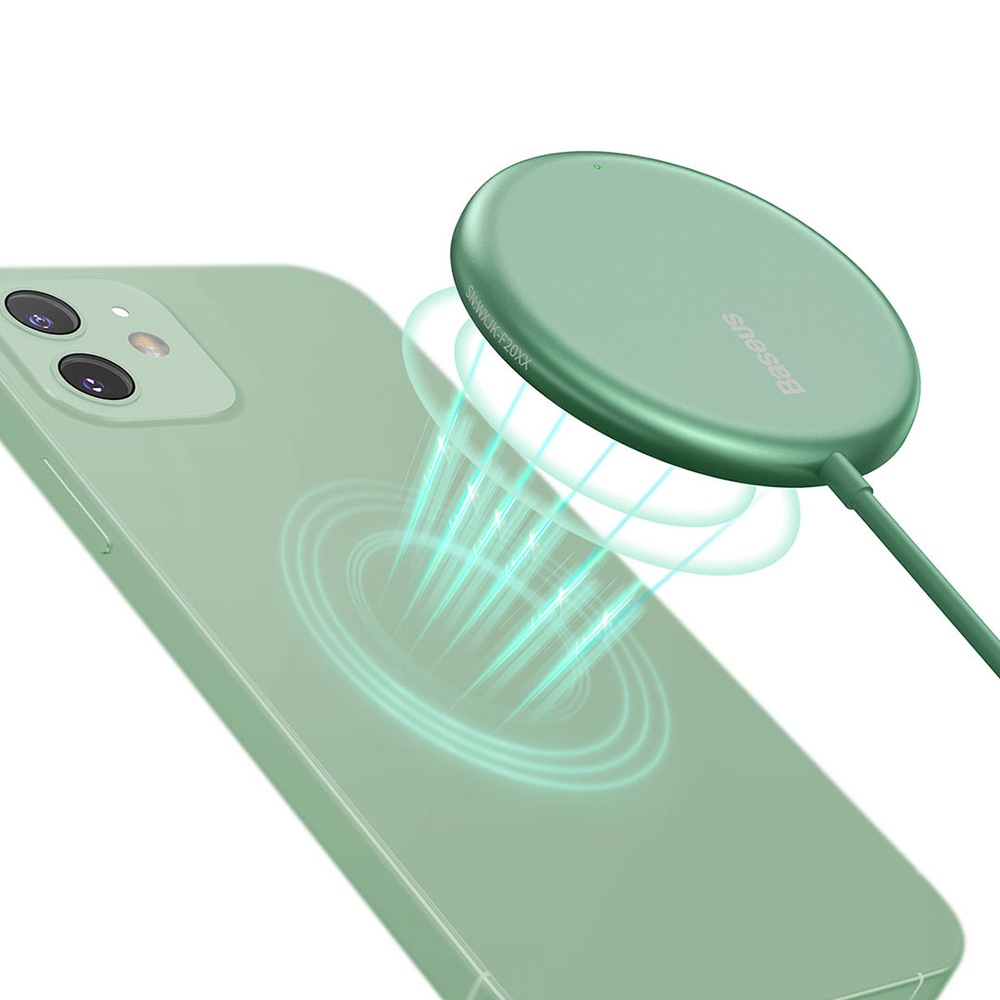 Беспроводная зарядка Baseus Simple Mini Magnetic Wireless Charger - Green