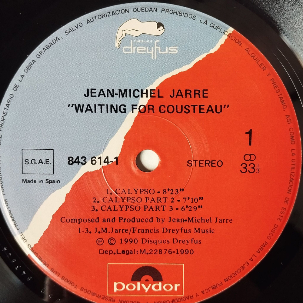 Винтажная виниловая пластинка LP Jean Michel Jarre Waiting For Cousteau (Spain 1990) Calypso