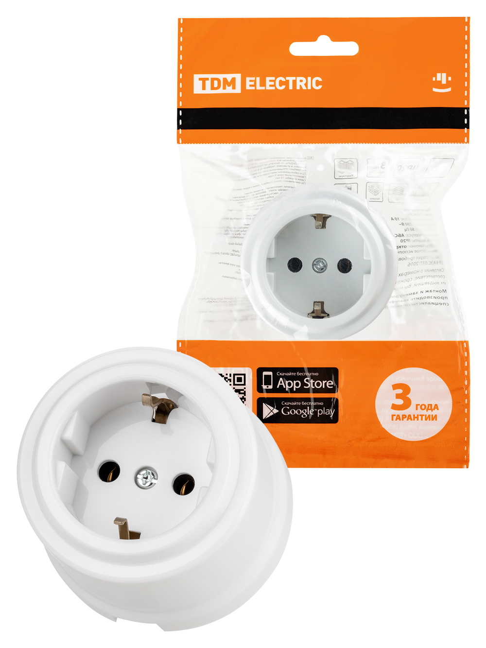 Розетка 2P белая Виви 16А 250В TDM