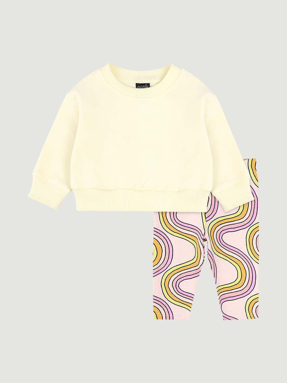 Комплект Mjölk Свитшот Light Yellow/Легинсы Радуга