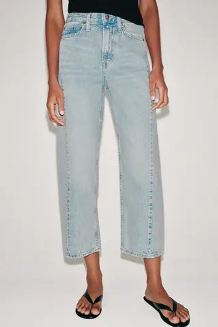 ZARA ДЖИНСЫ ZW COLLECTION ANKLE RELAXED СО СРЕДНЕЙ ПОСАДКОЙ, ГОЛУБОЙ