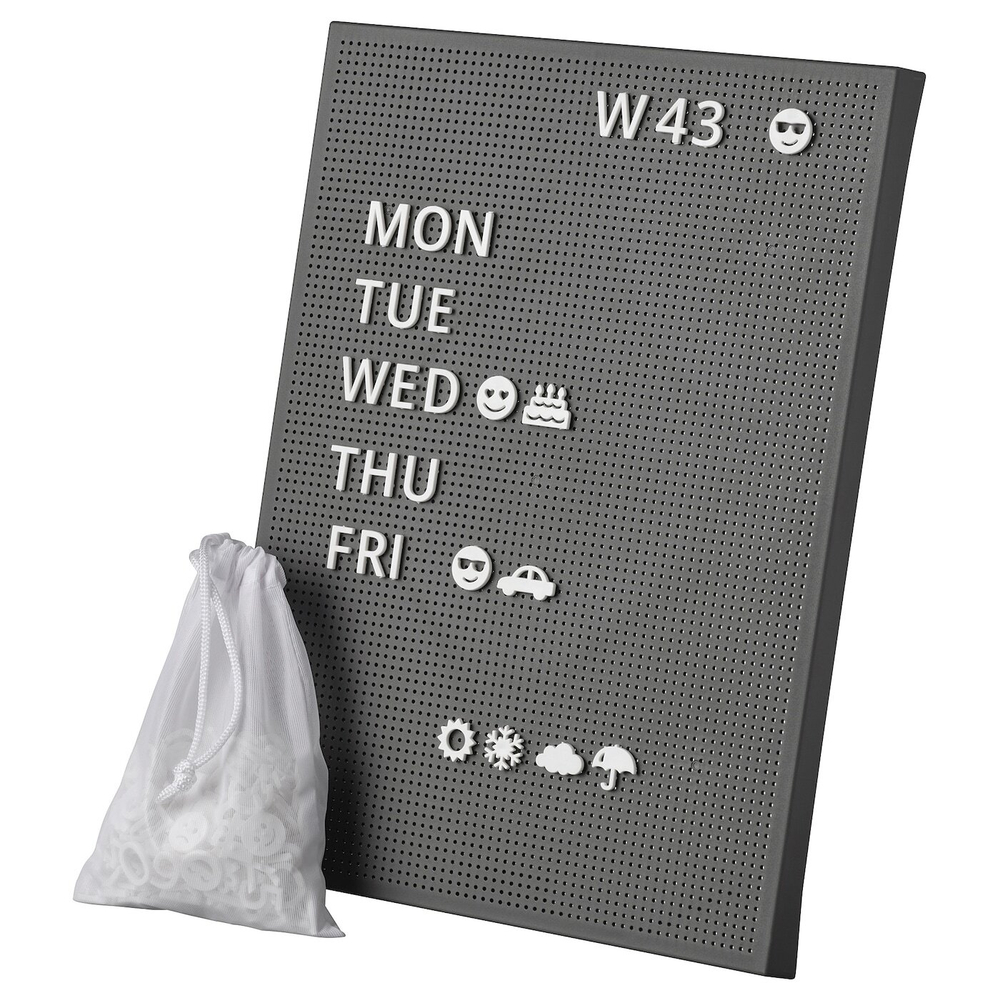 Настольная доска с буквами IKEA SVENSAS (СВЕНСОС), Темно-серый, 30х40 см