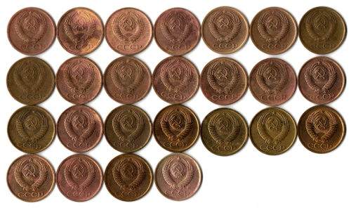 Набор 1 копейка СССР (25 монет без повторов) 1968-91 м,л. №1