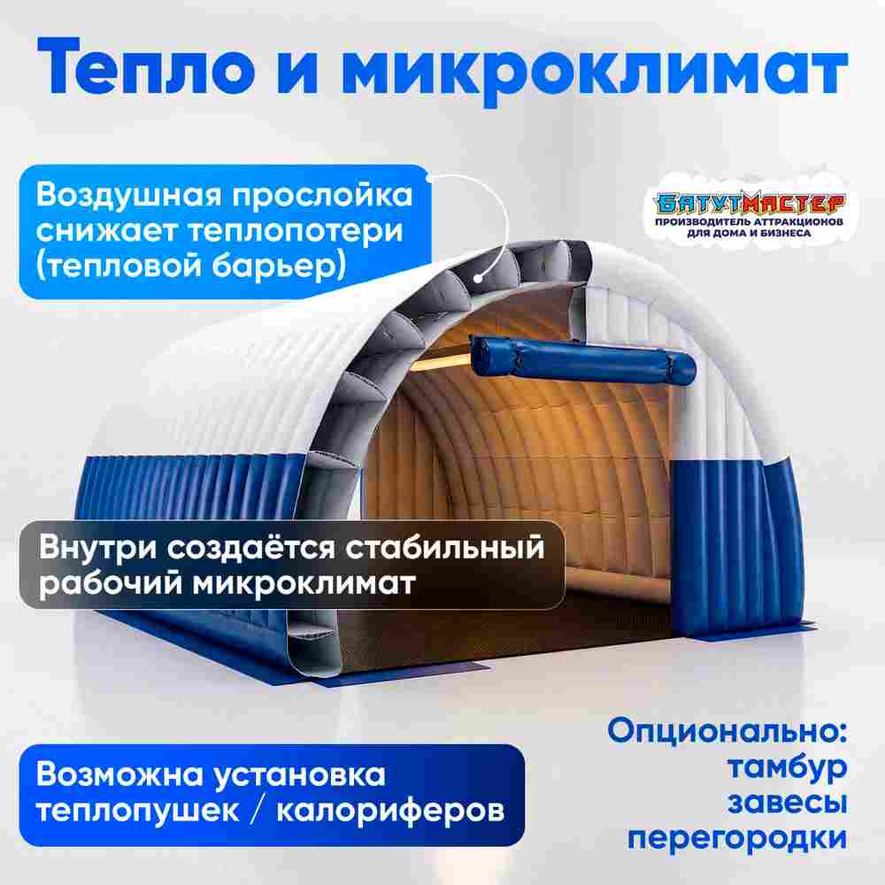 Надувной ангар ПВХ, постоянная подкачка «Арктик Про», 8×6×3 м
