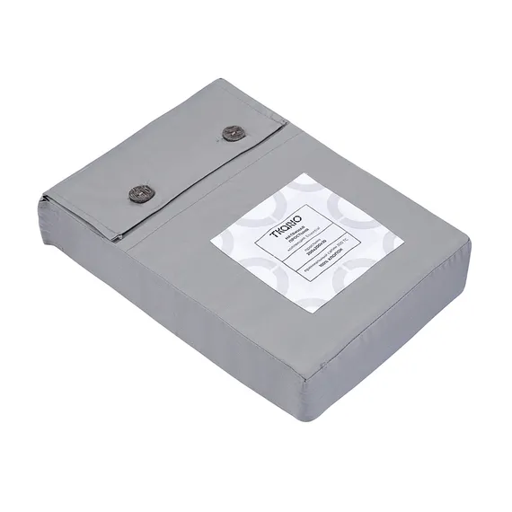 Простыня на резинке из премиального сатина светло-серого цвета из коллекции essential, 200х200х30 см