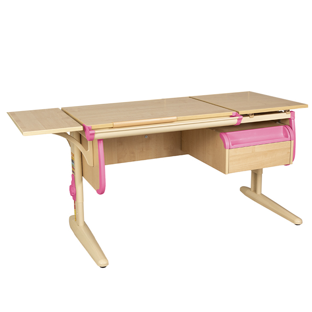 Растущая парта с навесной тумбой и короткой боковой полкой Дэми СУТ 25-04-БК1 (1500×610 мм)