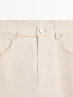 Massimo Dutti Прямые джинсы с подвернутыми штанинами, кремовый