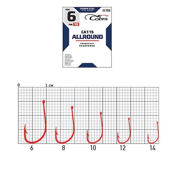 Крючки Cobra ALLROUND CA115 №12, 10 шт.