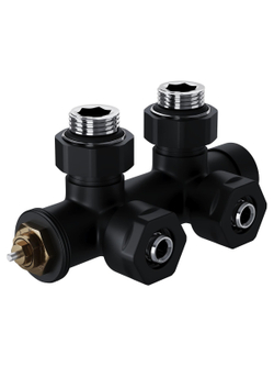 Узел нижнего подключения термостатический угловой Royal Thermo Design Pro 15мм М30х1,5 (Черный)