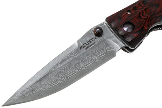 Складной нож Mcusta Ieyasu Tokugawa Damascus Staminawood Handle MC-0183D c клинком из стали VG-10 San Mai (Laminated Stainlesss Damascus) рукоять дерево
