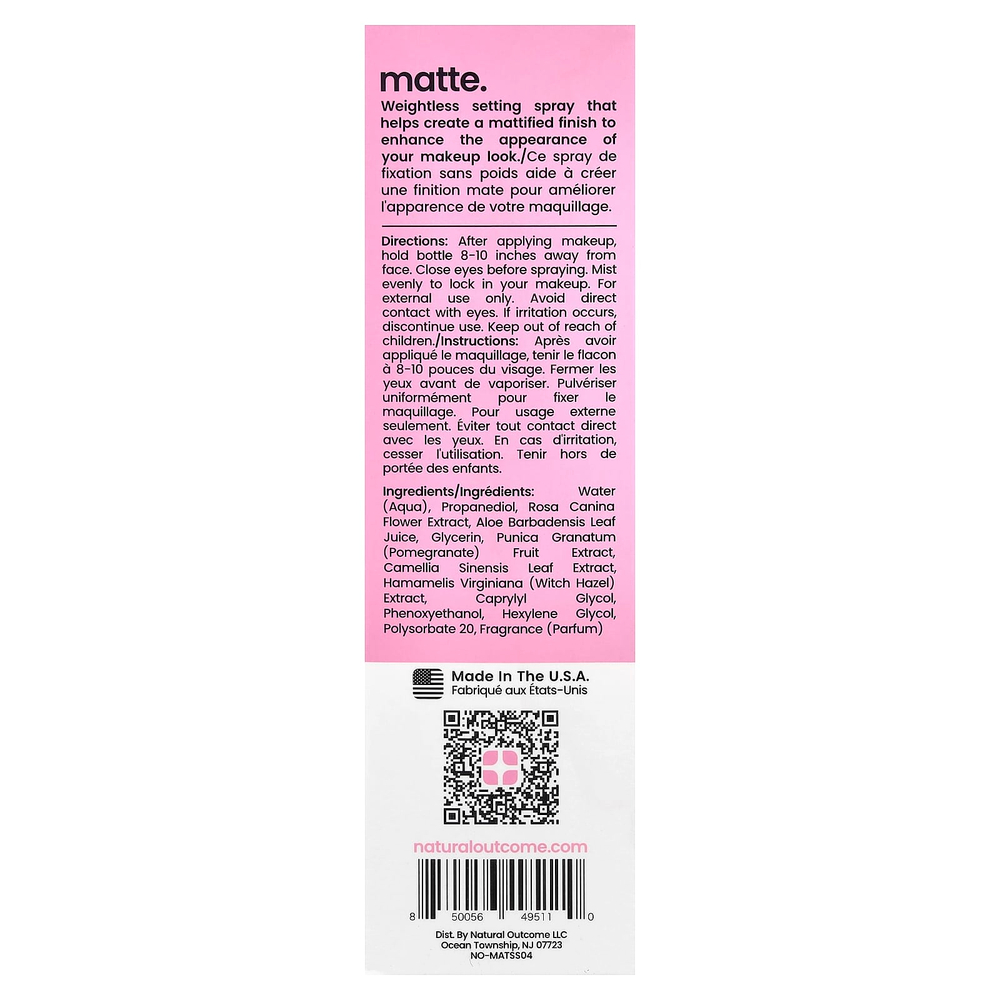 Natural Outcome, матирующий спрей для закрепления макияжа, 120 мл (4 унции)