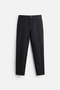 ZARA БРЮКИ КОМФОРТНОЙ ПОСАДКИ ИЗ РЕЛЬЕФНОЙ ТКАНИ, ЦВЕТ НОЧНОГО НЕБА