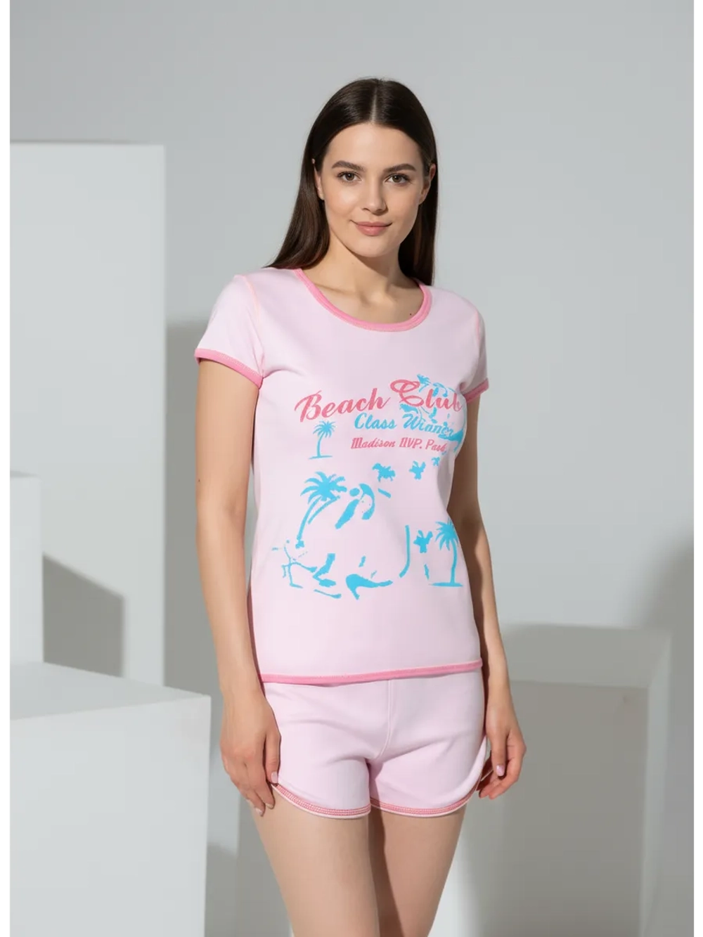 Пижама женская с шортами и футболка хлопковая