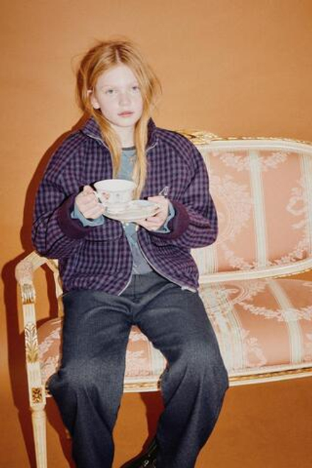 ZARA КУРТКА В КЛЕТКУ ВИШИ, ЛИЛОВЫЙ