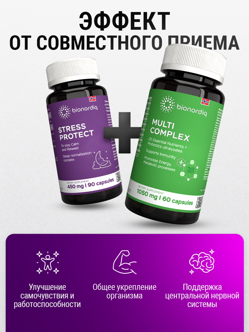 Природный антидепрессант Витаминный комплекс Stress Protect / 450 mg / 90 капсул