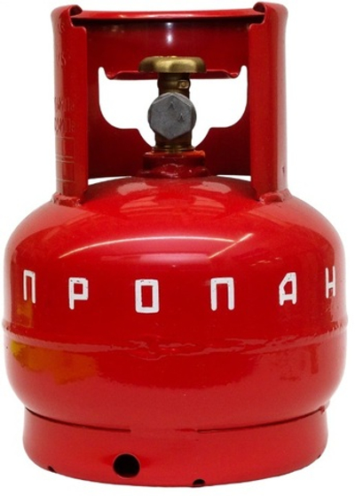 Стальной пропановый газовый баллон 5 л, с предохранительным клапаном (пустой)