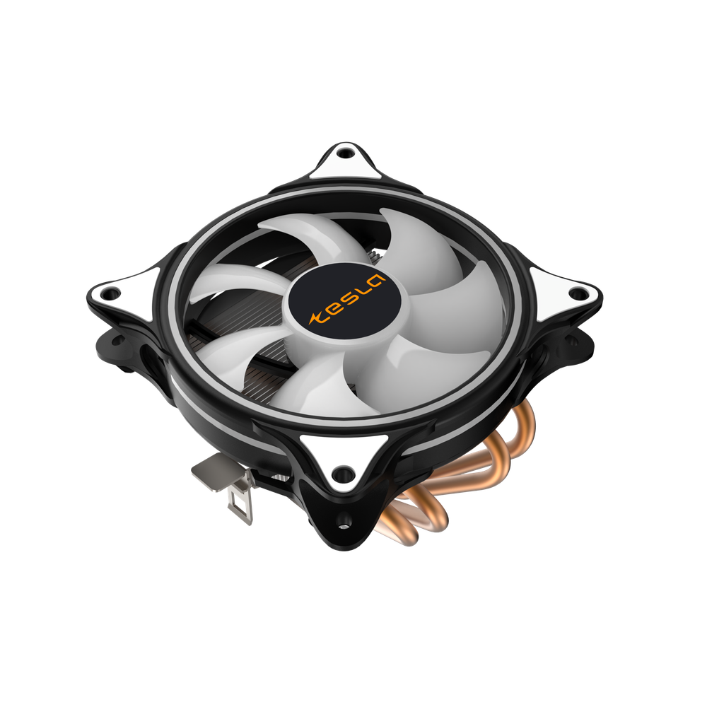 Кулер для CPU TESLA 1040RGB, 1х120мм, 1600rpm, 3-pin, Al+Cu, серебристый-черный-белый/RGB, 51.3CFM, 25.1дБ, 4-PIPE(прямой контакт), TDP 155Вт, INTEL 1700/1200/115x/775/1366, AMD AM5/AM4/AM3(+)/AM2(+)/FM2(+)/FM1/754/940/939 (TSL-1040-RGB)