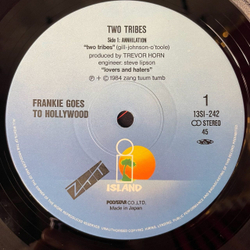 Винтажная виниловая пластинка LP Frankie Goes To Hollywood Two Tribes (Japan 1984) (Obi) 45 RPM Maxi Single