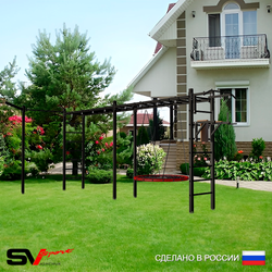 Уличная шведская стенка Sv Sport рукоход х 2 с комплектом турник прямой У52333.1 (Турник/Брусья/Гнездо 100см/Кронш бокс)